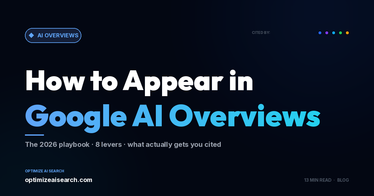 How to Appear in Google AI Overviews — 2026 playbook